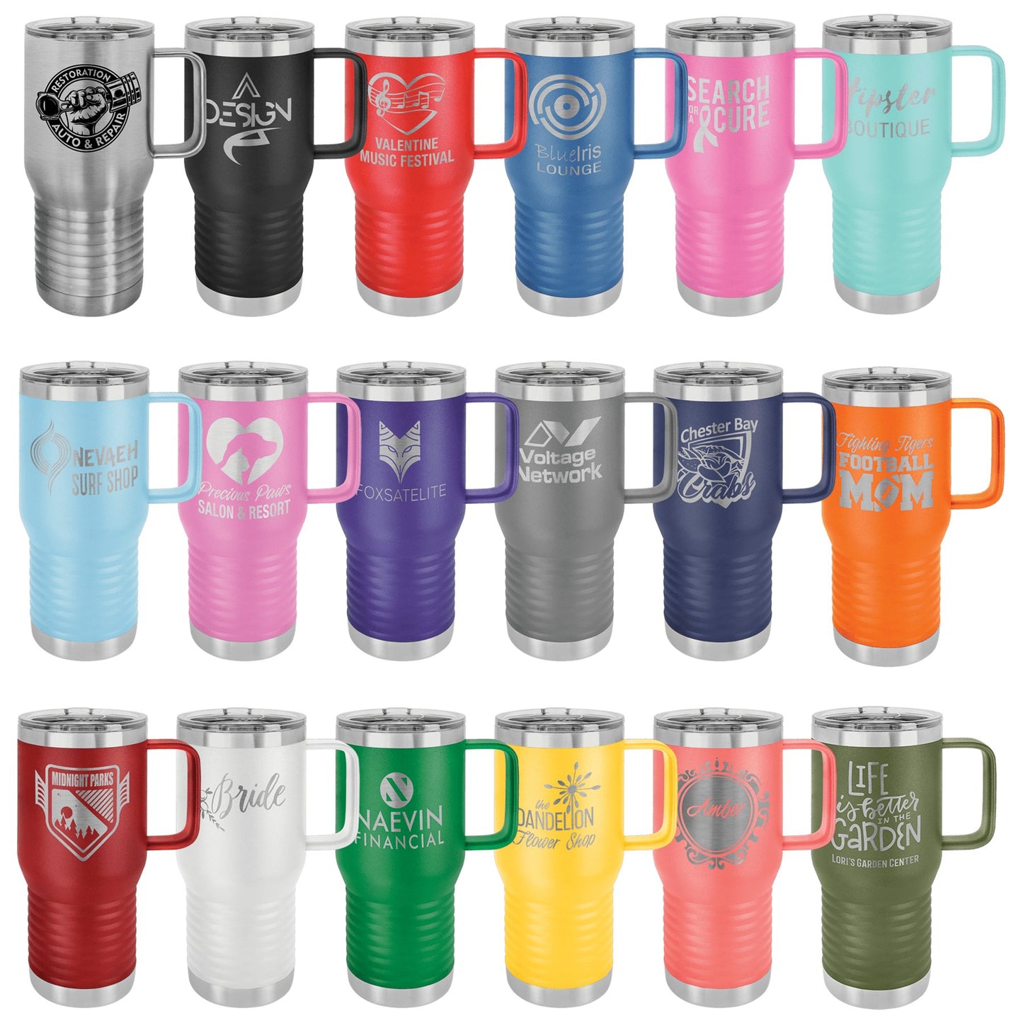 20 oz. Vacuum Insulated Travel Mug with Slider Lid - Custom - Smalltown ConnEtchin