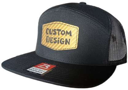 Custom Patch - Richardson 168 | 7 Panel Flat Bill Snapback Cap - BLACK