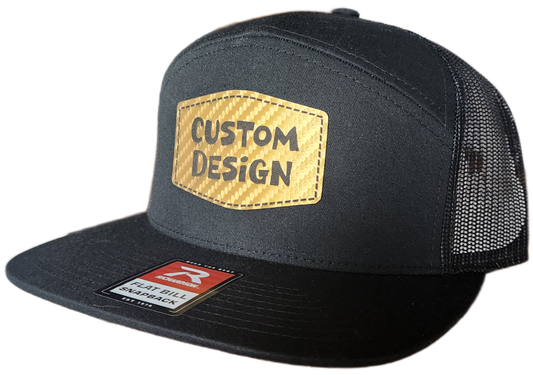 Custom Patch - Richardson 168 | 7 Panel Flat Bill Snapback Cap - BLACK