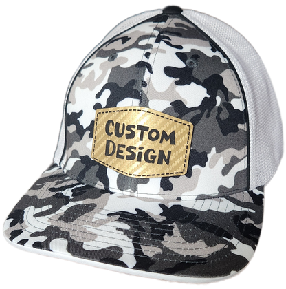 Custom Patch - Pacific Headwear Glamo Mesh Flex Fit Cap - BLACK/WHITE/BLACK