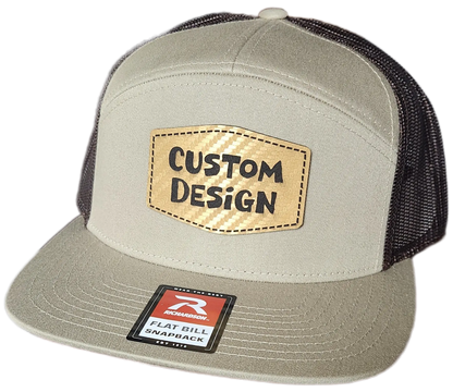 Custom Patch - Richardson 168 7 Panel Flat Bill Snapback Cap - KHAKI/BROWN