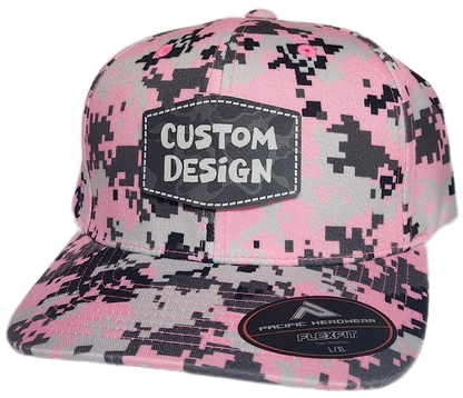 Custom Patch - Pacific Headwear Digi Camo Flex Fit Cap - Pink