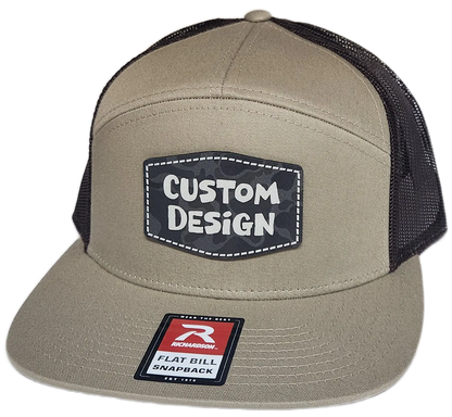 Custom Patch - Richardson 168 7 Panel Flat Bill Snapback Cap - KHAKI/BROWN