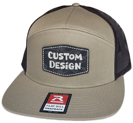 Custom Patch - Richardson 168 7 Panel Flat Bill Snapback Cap - KHAKI/BROWN