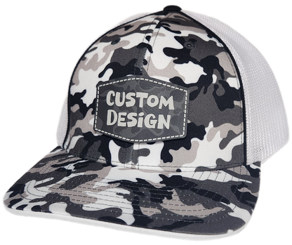 Custom Patch - Pacific Headwear Glamo Mesh Flex Fit Cap - BLACK/WHITE/BLACK