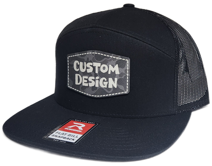 Custom Patch - Richardson 168 | 7 Panel Flat Bill Snapback Cap - BLACK