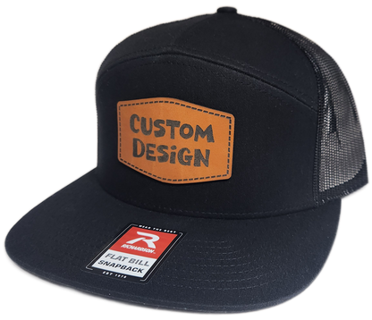 Custom Patch - Richardson 168 | 7 Panel Flat Bill Snapback Cap - BLACK