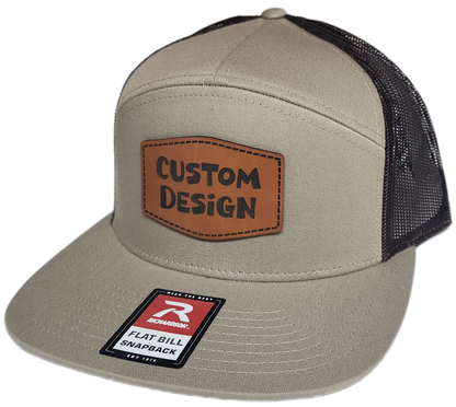 Custom Patch - Richardson 168 7 Panel Flat Bill Snapback Cap - KHAKI/BROWN