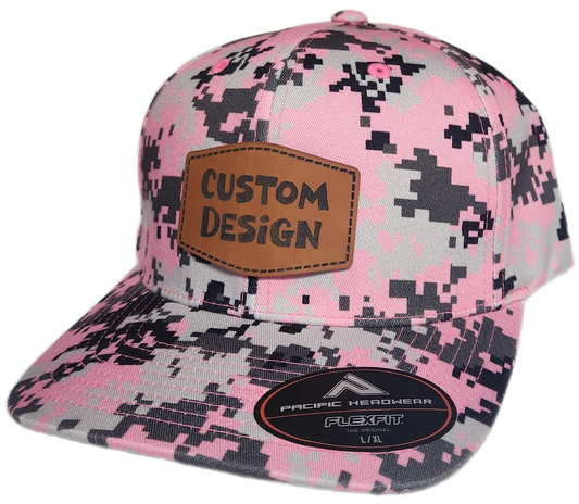 Custom Patch - Pacific Headwear Digi Camo Flex Fit Cap - Pink