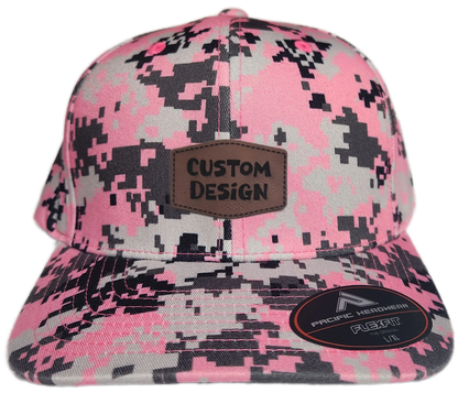 Custom Patch - Pacific Headwear Digi Camo Flex Fit Cap - Pink