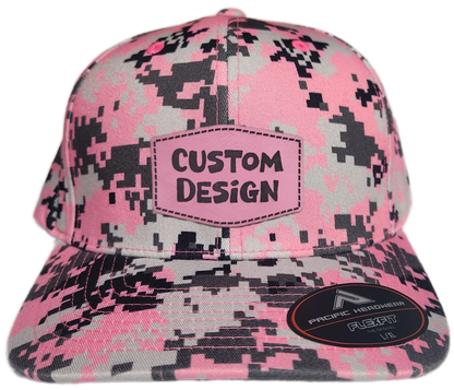 Custom Patch - Pacific Headwear Digi Camo Flex Fit Cap - Pink