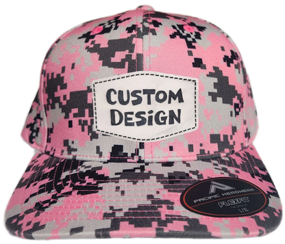 Custom Patch - Pacific Headwear Digi Camo Flex Fit Cap - Pink