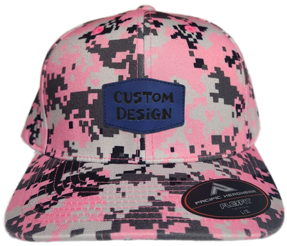 Custom Patch - Pacific Headwear Digi Camo Flex Fit Cap - Pink