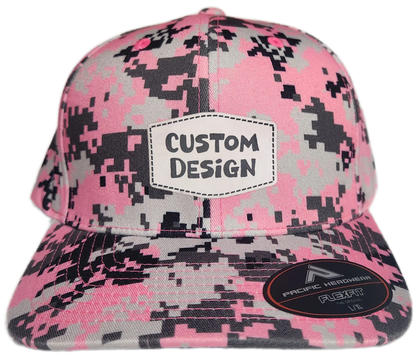 Custom Patch - Pacific Headwear Digi Camo Flex Fit Cap - Pink