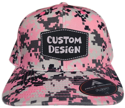 Custom Patch - Pacific Headwear Digi Camo Flex Fit Cap - Pink