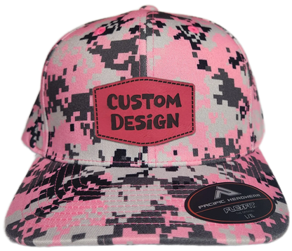 Custom Patch - Pacific Headwear Digi Camo Flex Fit Cap - Pink