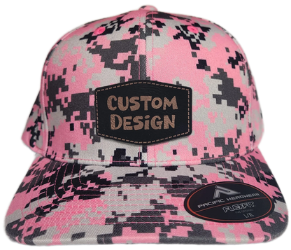 Custom Patch - Pacific Headwear Digi Camo Flex Fit Cap - Pink