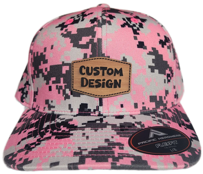 Custom Patch - Pacific Headwear Digi Camo Flex Fit Cap - Pink