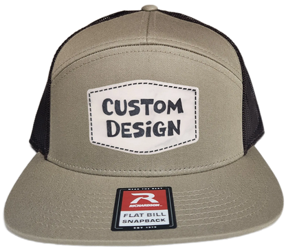 Custom Patch - Richardson 168 7 Panel Flat Bill Snapback Cap - KHAKI/BROWN
