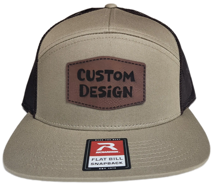 Custom Patch - Richardson 168 7 Panel Flat Bill Snapback Cap - KHAKI/BROWN