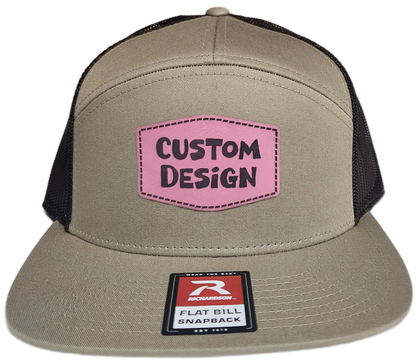 Custom Patch - Richardson 168 7 Panel Flat Bill Snapback Cap - KHAKI/BROWN