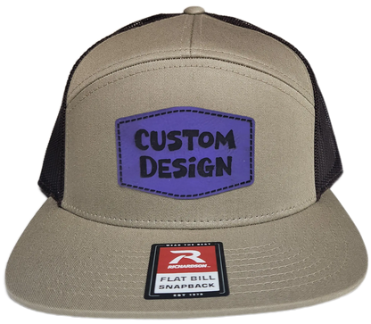 Custom Patch - Richardson 168 7 Panel Flat Bill Snapback Cap - KHAKI/BROWN