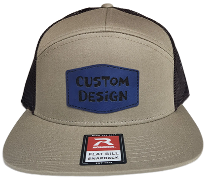 Custom Patch - Richardson 168 7 Panel Flat Bill Snapback Cap - KHAKI/BROWN