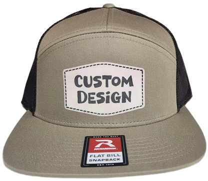 Custom Patch - Richardson 168 7 Panel Flat Bill Snapback Cap - KHAKI/BROWN