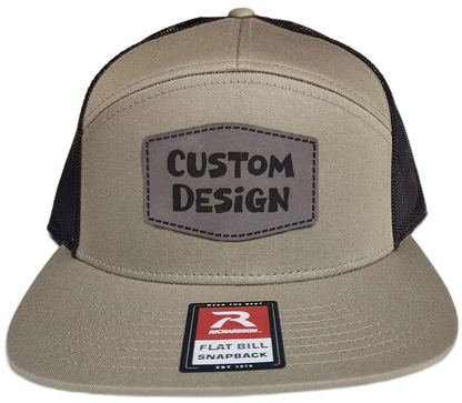 Custom Patch - Richardson 168 7 Panel Flat Bill Snapback Cap - KHAKI/BROWN