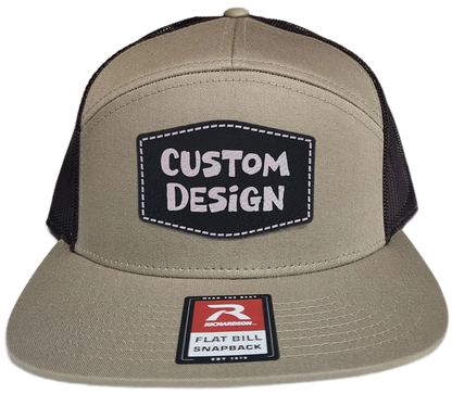 Custom Patch - Richardson 168 7 Panel Flat Bill Snapback Cap - KHAKI/BROWN