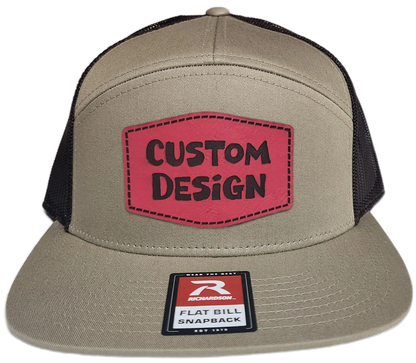 Custom Patch - Richardson 168 7 Panel Flat Bill Snapback Cap - KHAKI/BROWN