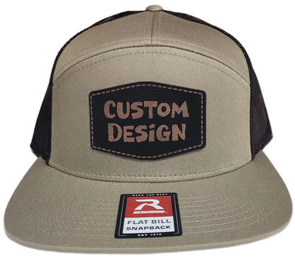 Custom Patch - Richardson 168 7 Panel Flat Bill Snapback Cap - KHAKI/BROWN