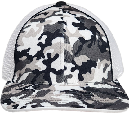 Custom Patch - Pacific Headwear Glamo Mesh Flex Fit Cap - BLACK/WHITE/BLACK