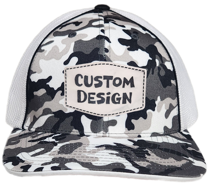 Custom Patch - Pacific Headwear Glamo Mesh Flex Fit Cap - BLACK/WHITE/BLACK