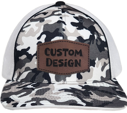Custom Patch - Pacific Headwear Glamo Mesh Flex Fit Cap - BLACK/WHITE/BLACK