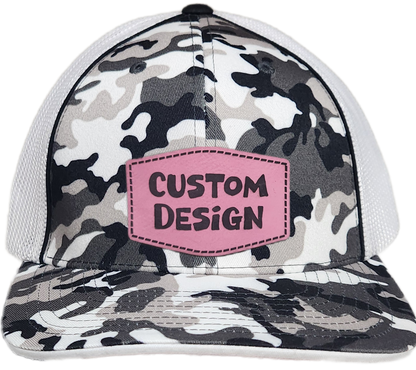 Custom Patch - Pacific Headwear Glamo Mesh Flex Fit Cap - BLACK/WHITE/BLACK