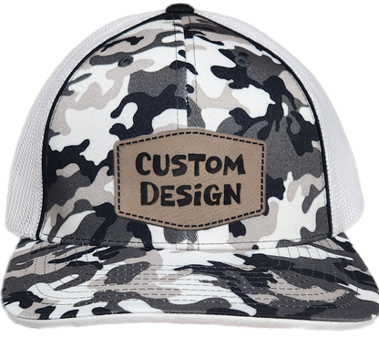 Custom Patch - Pacific Headwear Glamo Mesh Flex Fit Cap - BLACK/WHITE/BLACK