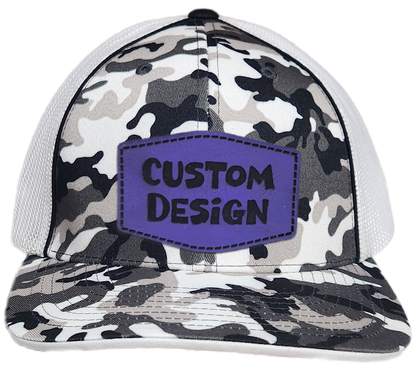 Custom Patch - Pacific Headwear Glamo Mesh Flex Fit Cap - BLACK/WHITE/BLACK