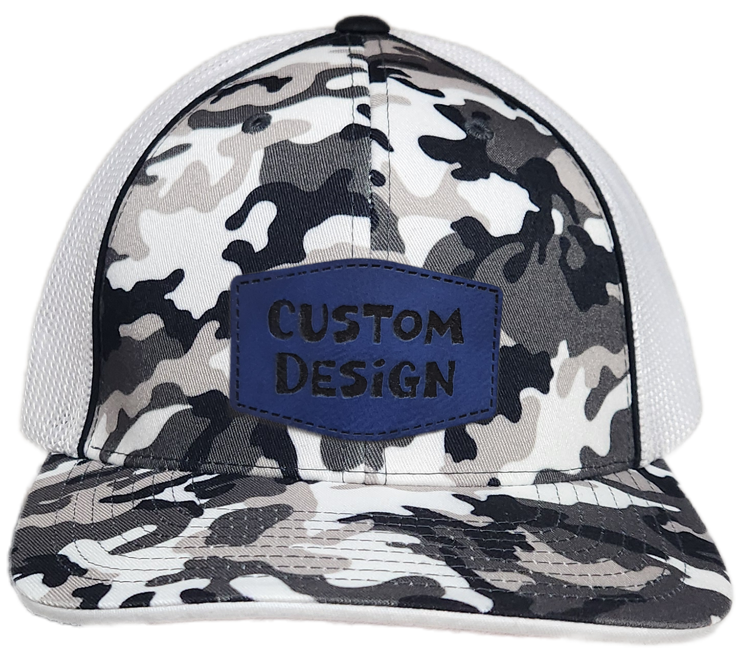 Custom Patch - Pacific Headwear Glamo Mesh Flex Fit Cap - BLACK/WHITE/BLACK