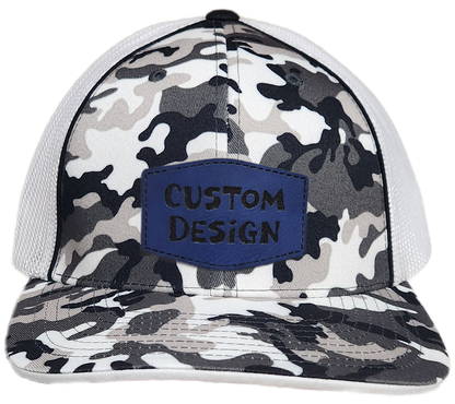 Custom Patch - Pacific Headwear Glamo Mesh Flex Fit Cap - BLACK/WHITE/BLACK