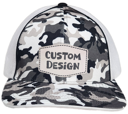 Custom Patch - Pacific Headwear Glamo Mesh Flex Fit Cap - BLACK/WHITE/BLACK