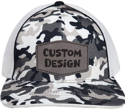 Custom Patch - Pacific Headwear Glamo Mesh Flex Fit Cap - BLACK/WHITE/BLACK