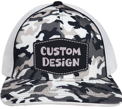 Custom Patch - Pacific Headwear Glamo Mesh Flex Fit Cap - BLACK/WHITE/BLACK