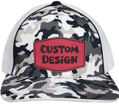 Custom Patch - Pacific Headwear Glamo Mesh Flex Fit Cap - BLACK/WHITE/BLACK