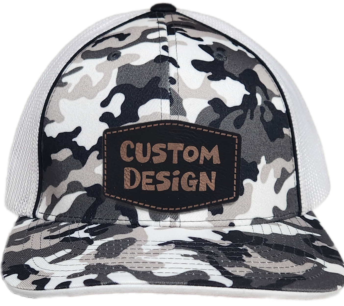 Custom Patch - Pacific Headwear Glamo Mesh Flex Fit Cap - BLACK/WHITE/BLACK