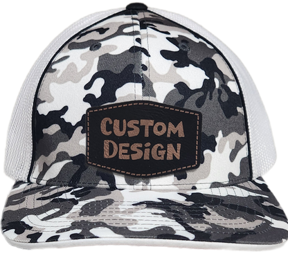 Custom Patch - Pacific Headwear Glamo Mesh Flex Fit Cap - BLACK/WHITE/BLACK