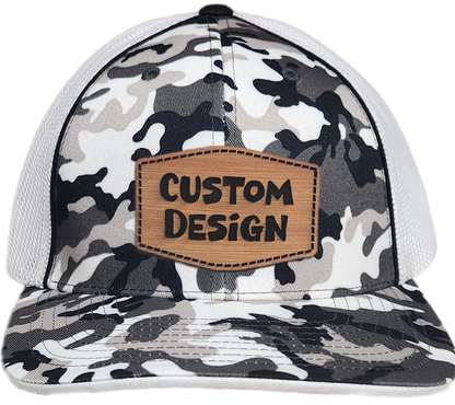 Custom Patch - Pacific Headwear Glamo Mesh Flex Fit Cap - BLACK/WHITE/BLACK