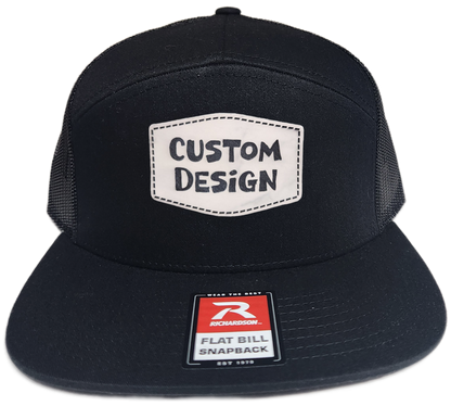 Custom Patch - Richardson 168 | 7 Panel Flat Bill Snapback Cap - BLACK
