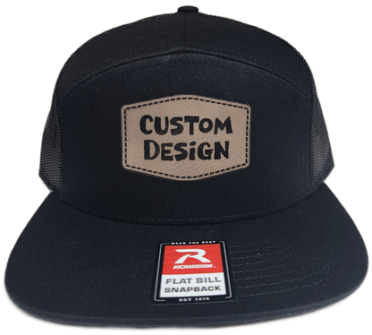 Custom Patch - Richardson 168 | 7 Panel Flat Bill Snapback Cap - BLACK