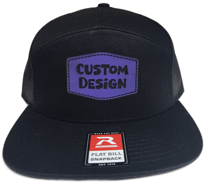 Custom Patch - Richardson 168 | 7 Panel Flat Bill Snapback Cap - BLACK